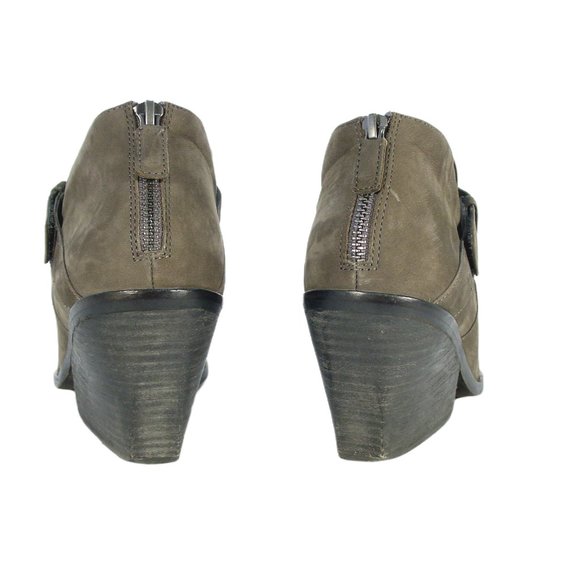 EILEEN FISHER Ives $280 Grey Suede Block Heel Strap Booties Women's 11 - Picture 6 of 11